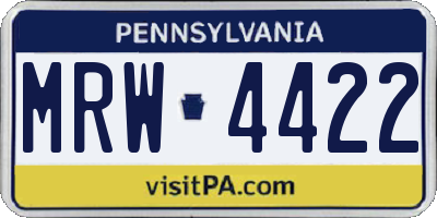 PA license plate MRW4422