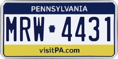 PA license plate MRW4431