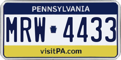 PA license plate MRW4433