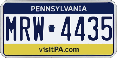 PA license plate MRW4435