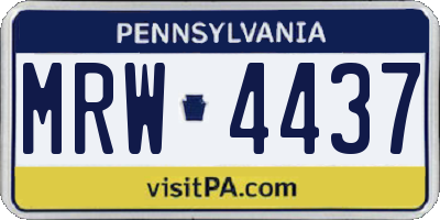 PA license plate MRW4437