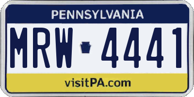 PA license plate MRW4441
