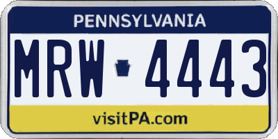 PA license plate MRW4443