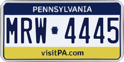 PA license plate MRW4445