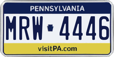 PA license plate MRW4446