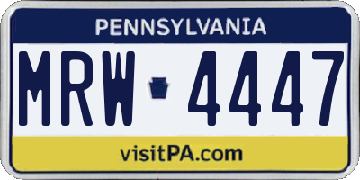 PA license plate MRW4447