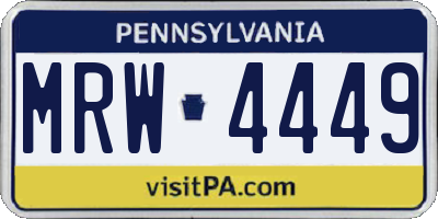 PA license plate MRW4449