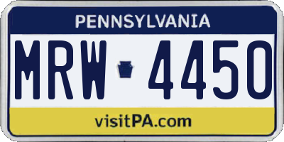 PA license plate MRW4450