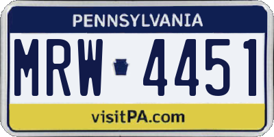 PA license plate MRW4451