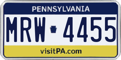 PA license plate MRW4455