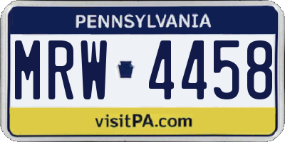 PA license plate MRW4458