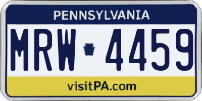 PA license plate MRW4459