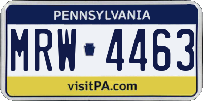 PA license plate MRW4463