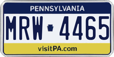 PA license plate MRW4465