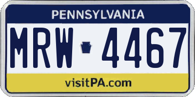 PA license plate MRW4467