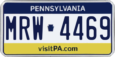PA license plate MRW4469