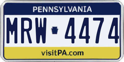 PA license plate MRW4474