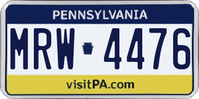 PA license plate MRW4476