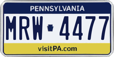 PA license plate MRW4477
