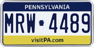 PA license plate MRW4489