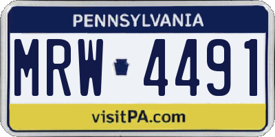 PA license plate MRW4491