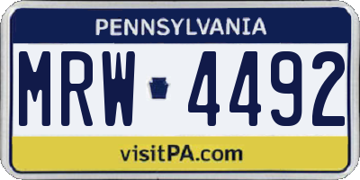 PA license plate MRW4492