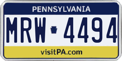 PA license plate MRW4494