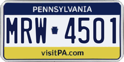 PA license plate MRW4501