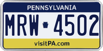 PA license plate MRW4502