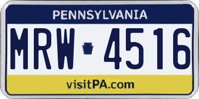 PA license plate MRW4516