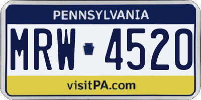 PA license plate MRW4520
