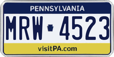 PA license plate MRW4523