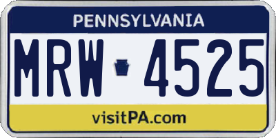 PA license plate MRW4525
