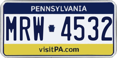 PA license plate MRW4532