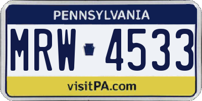PA license plate MRW4533