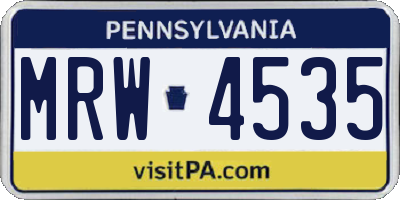 PA license plate MRW4535