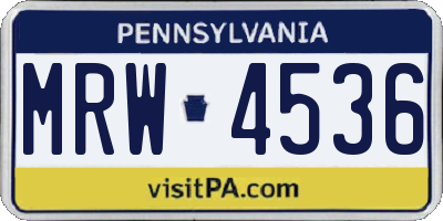PA license plate MRW4536