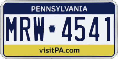 PA license plate MRW4541