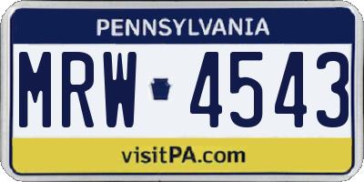 PA license plate MRW4543