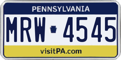 PA license plate MRW4545