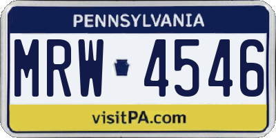 PA license plate MRW4546