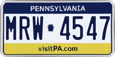 PA license plate MRW4547