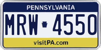 PA license plate MRW4550