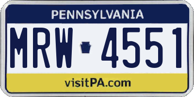 PA license plate MRW4551