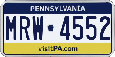 PA license plate MRW4552