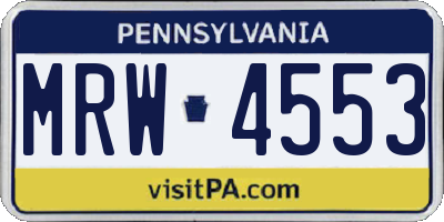 PA license plate MRW4553