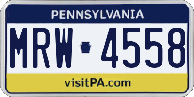 PA license plate MRW4558