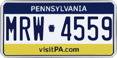 PA license plate MRW4559