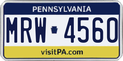 PA license plate MRW4560