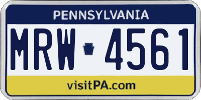 PA license plate MRW4561